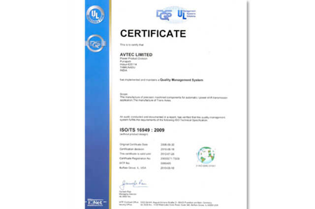 Quality Management System, ISO/TS 16949 : 2009