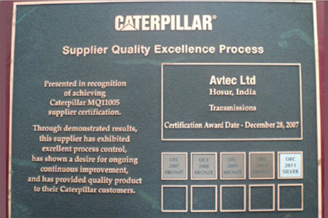 Supplier Quality Excellence Process CIPL Silver Award in 2011