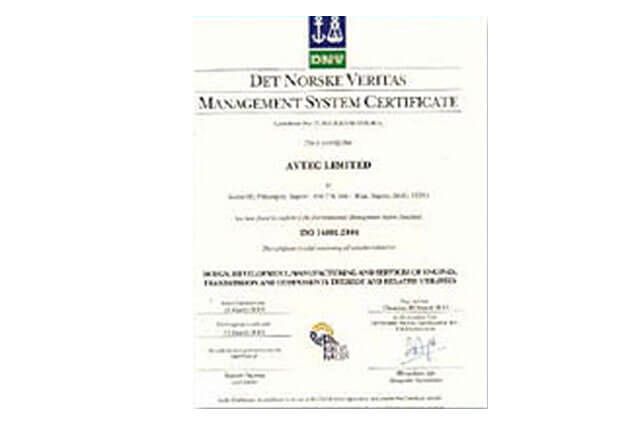 ISO 14001: 2004 certificate from DET NORSKE VERITAS to Power unit plant, Pithampur